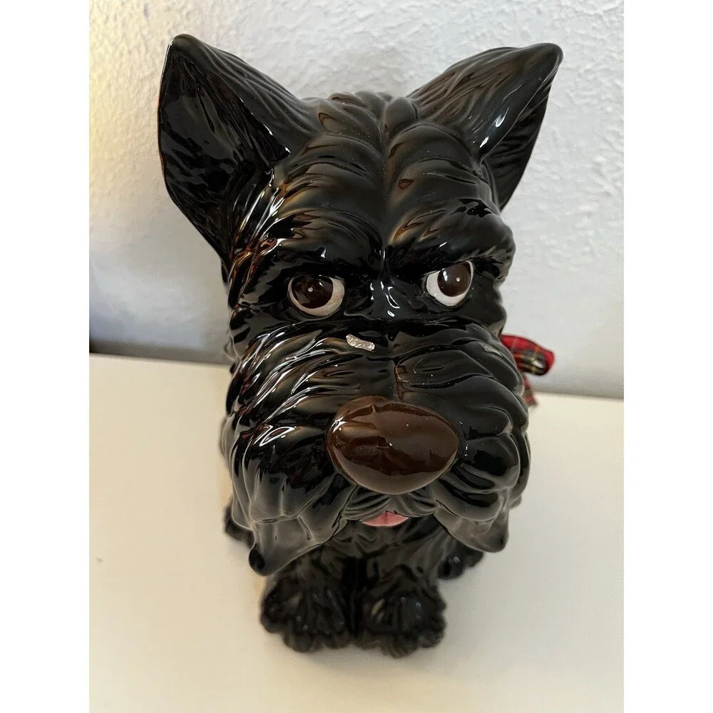 Vintage Black Scottish Terrier Ceramic Cookie Jar